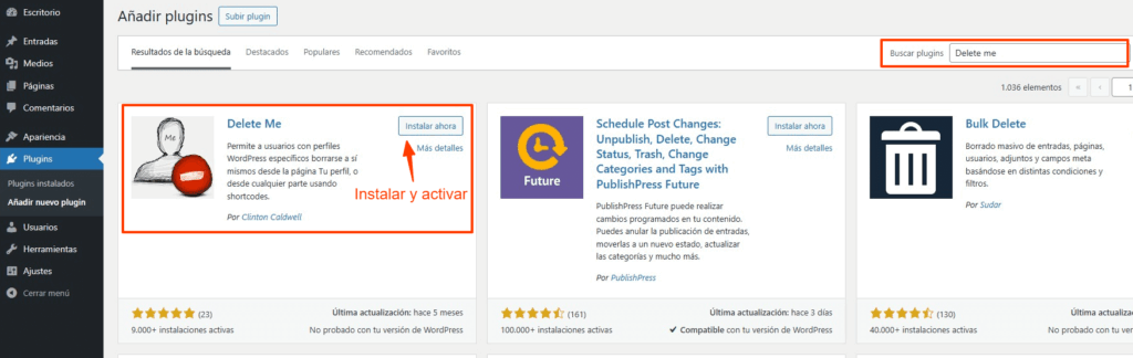 Eliminar la cuenta de WordPress-4