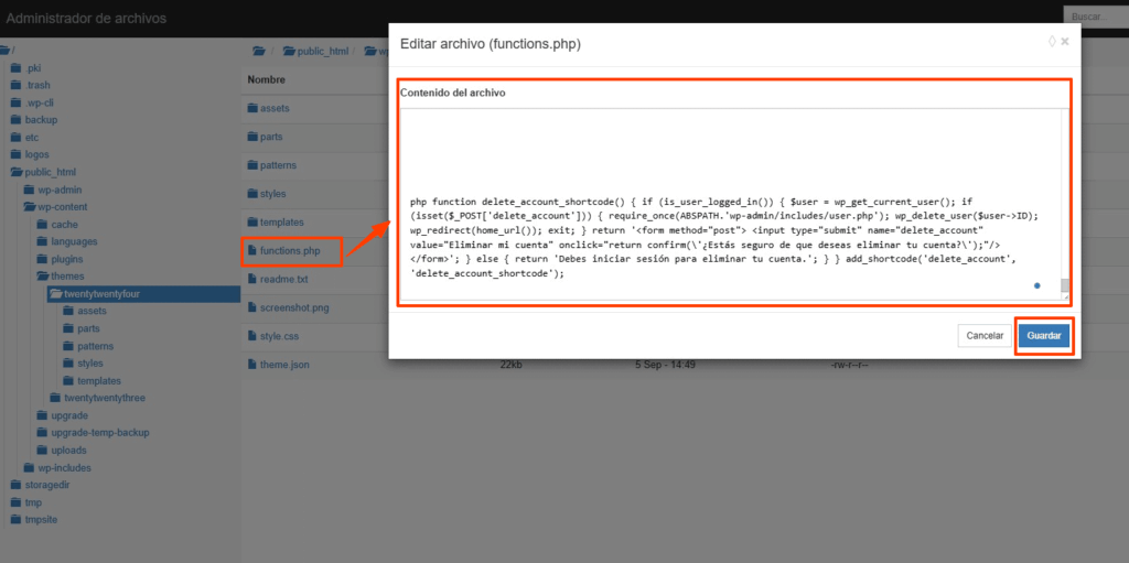 Eliminar la cuenta de WordPress-7
