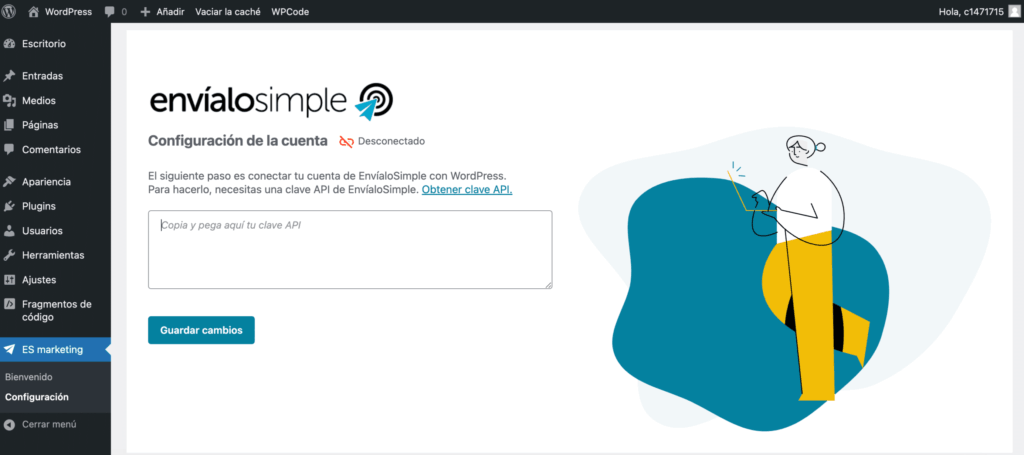Cómo conectar Envialo Simple con WordPress 5 Como conectar Envialo Simple con WordPress-5