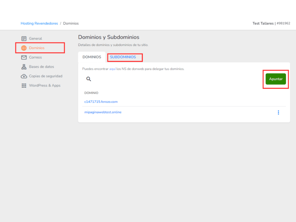 Configurar WordPress con un subdominio-1