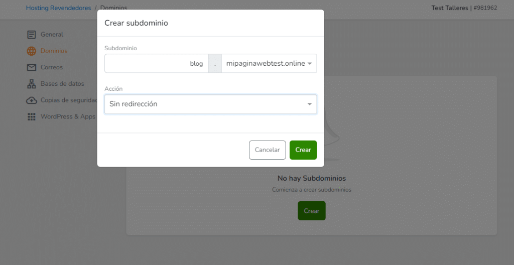 Configurar WordPress con un subdominio-2