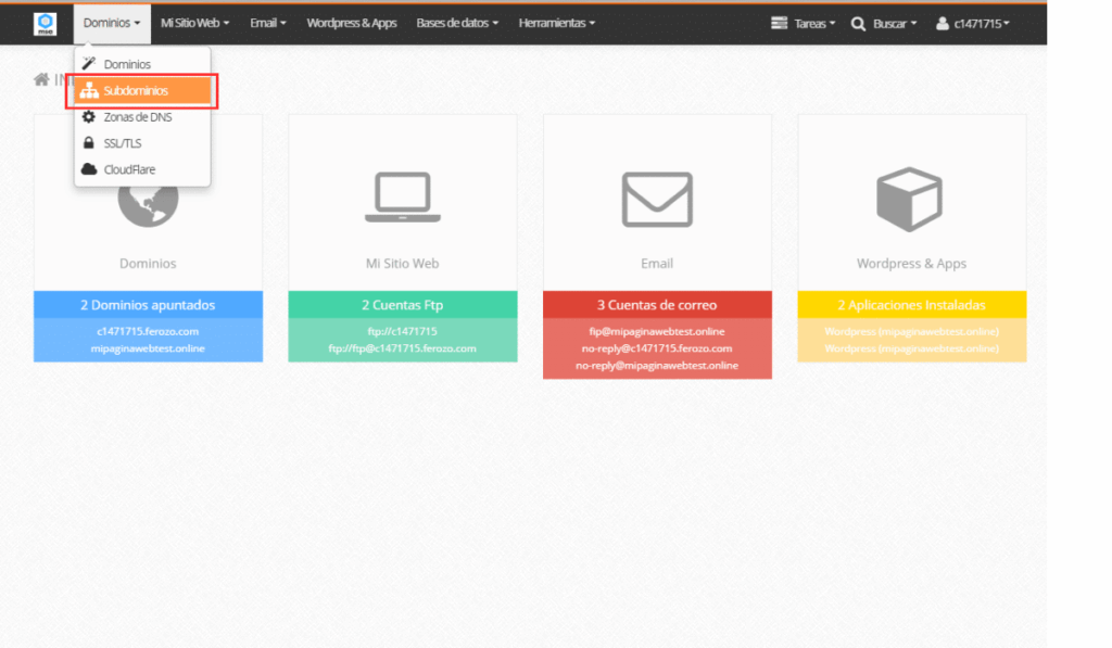 Configurar WordPress con un subdominio-4