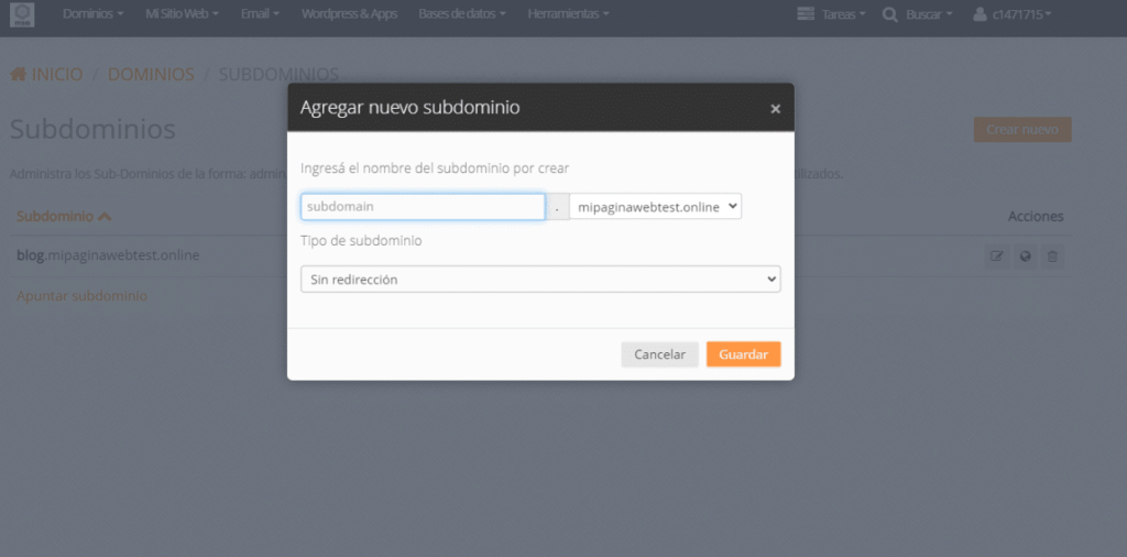 Configurar WordPress con un subdominio-5
