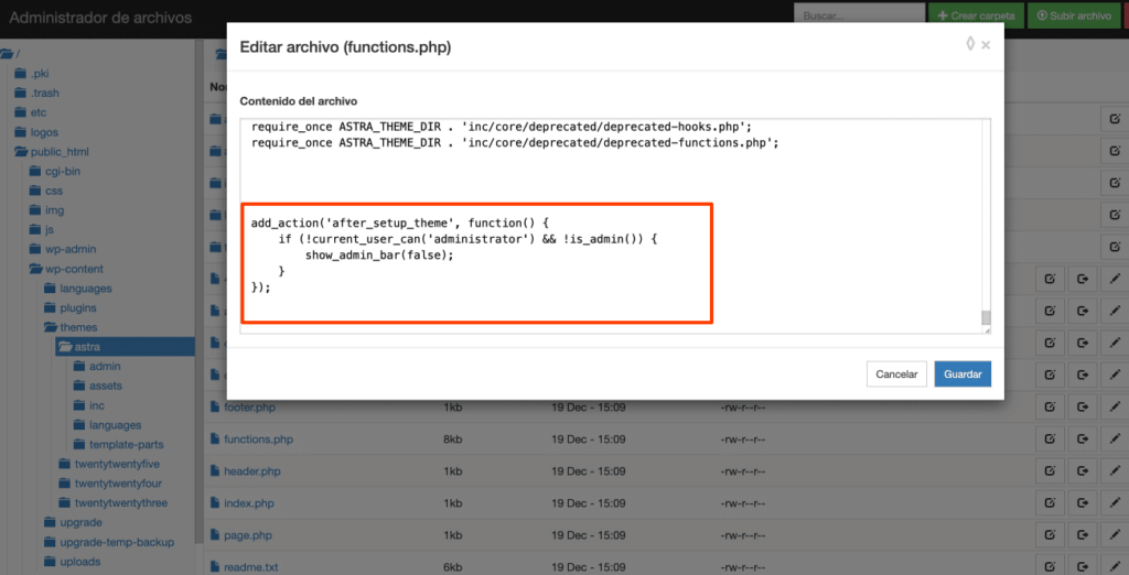 Deshabilitar la barra de administración-4