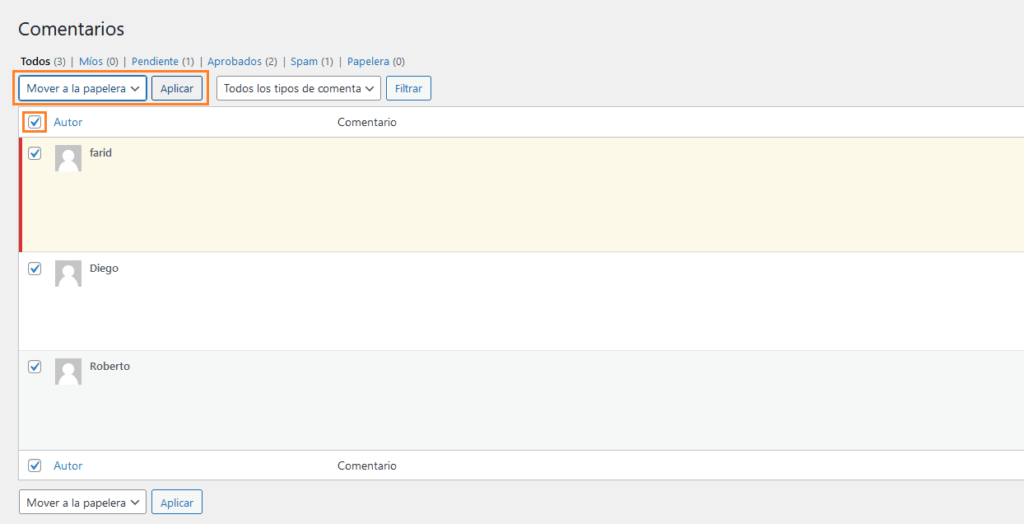 Eliminar comentarios wordpress x