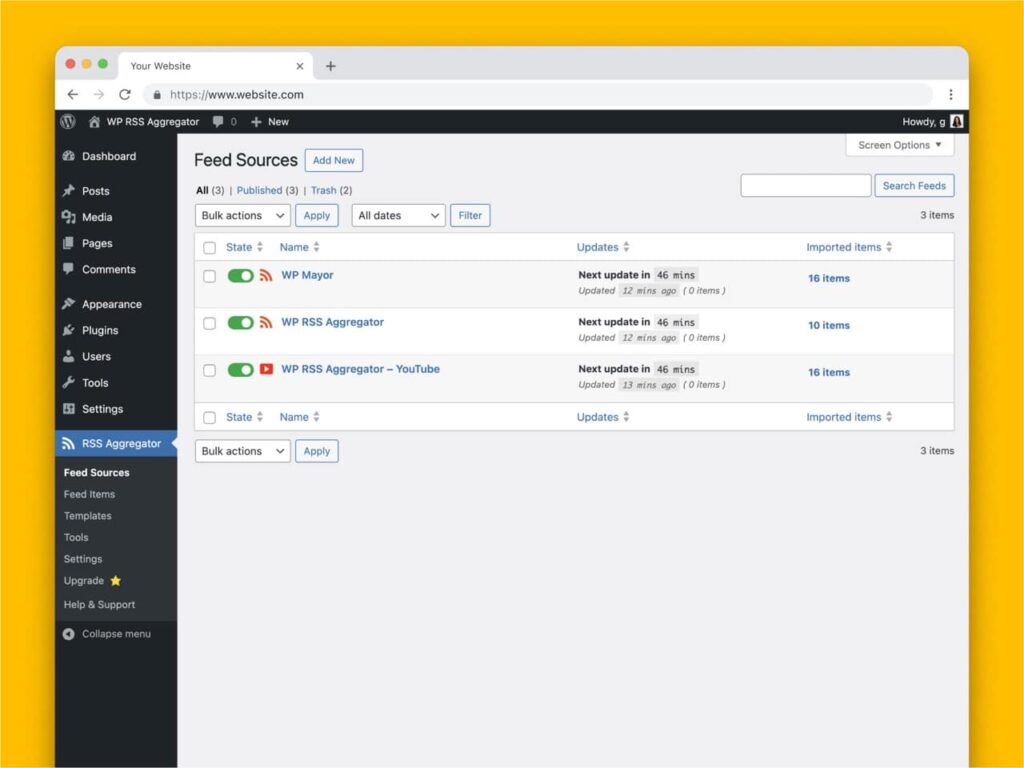 Obtener feeds en WordPress usando el plugin WP RSS Aggregator 4 Feeds en WordPress con WP RSS Aggregator-3