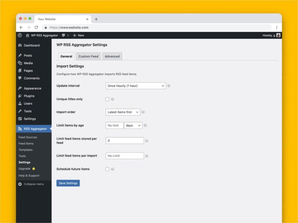 Obtener feeds en WordPress usando el plugin WP RSS Aggregator 8 Feeds en WordPress con WP RSS Aggregator-6