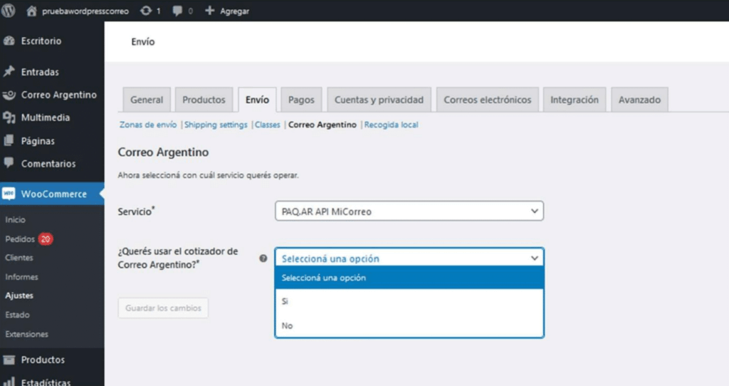 Integrar Correo Argentino en WooCommerce-5