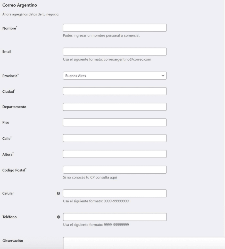 Integrar Correo Argentino en WooCommerce 6 x