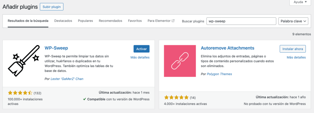 Limpieza de base de datos con WP-Sweep-4