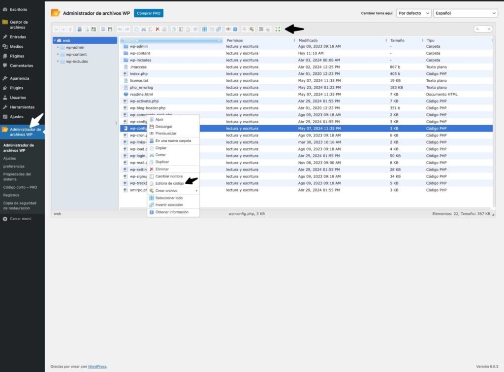 Modificar el archivo wp-config-2