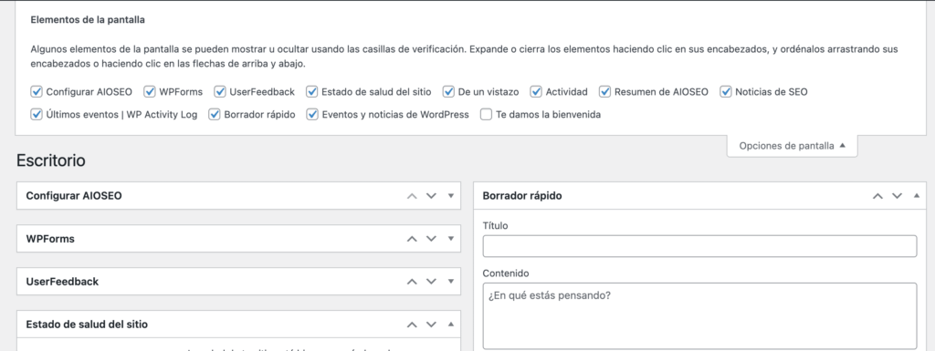 Personalizar el dashboard en WordPress-2