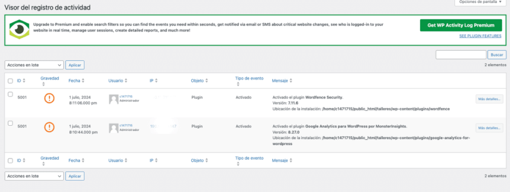 Registro de actividad en WordPress-2