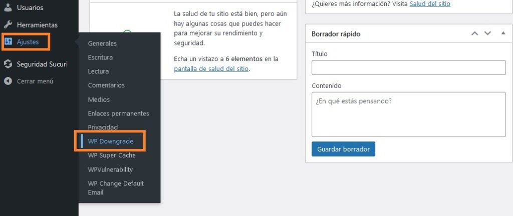 Volver a una versión anterior de WordPress - 6