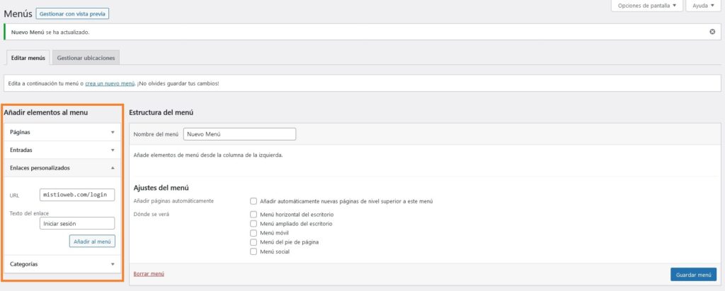 añadir menu desplegable