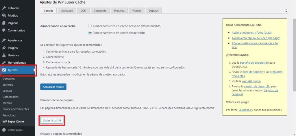 Cómo borrar la caché de WordPress