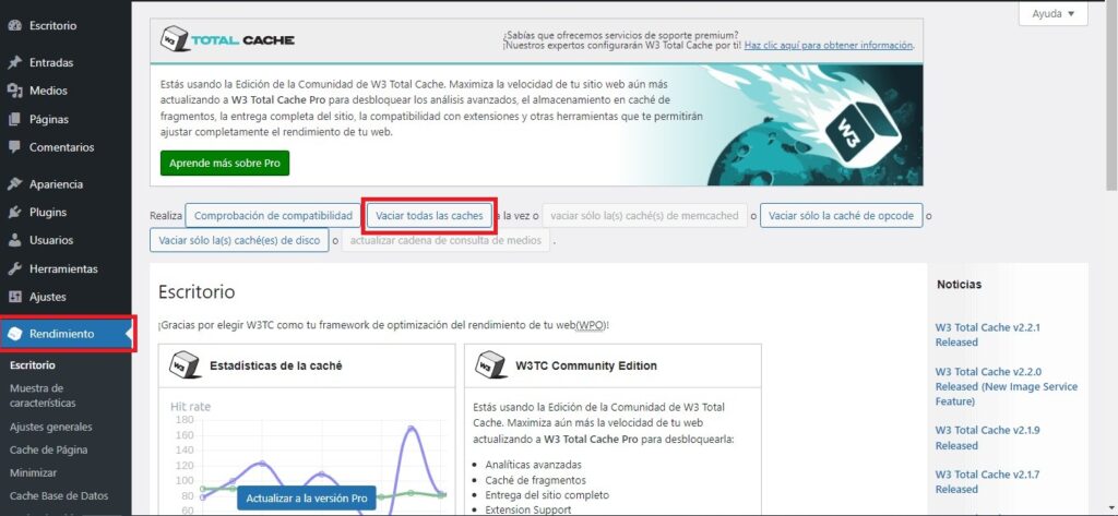 Cómo borrar la caché de WordPress