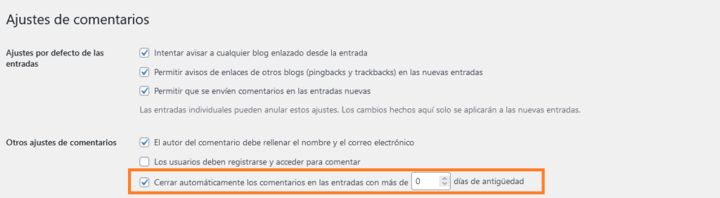 cerrar comentarios automaticos x