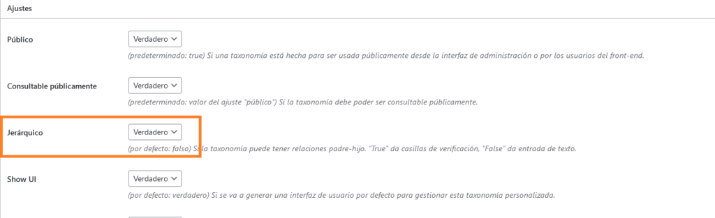 categoria personalizada con CPT UI