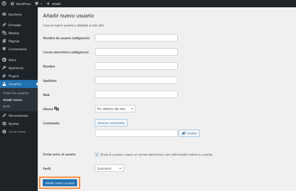 editar usuario nuevo