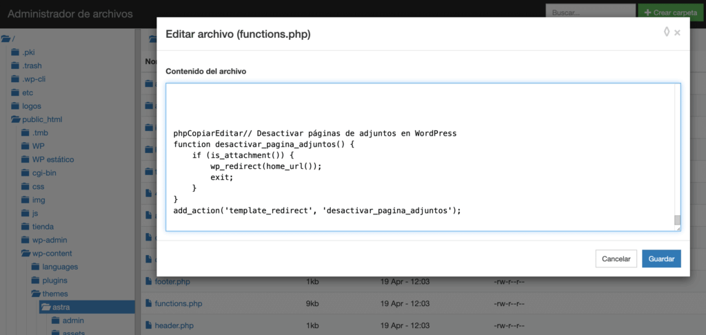 desactivar páginas de adjuntos en WordPress-6