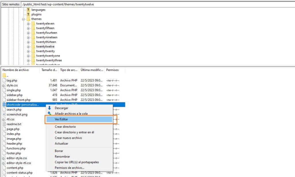 editar nuevo archivo filezilla x