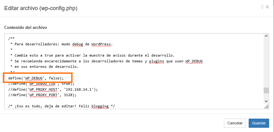 Guía completa sobre el modo Debug de WordPress 3 editar wp-config