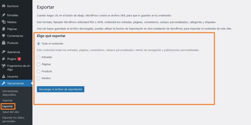 elegir que exportar x