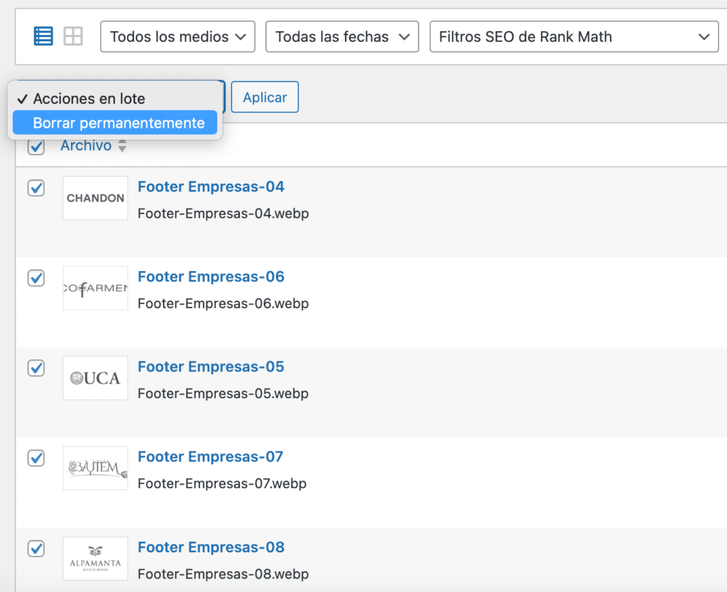 eliminar imágenes no utilizadas en WordPress-7