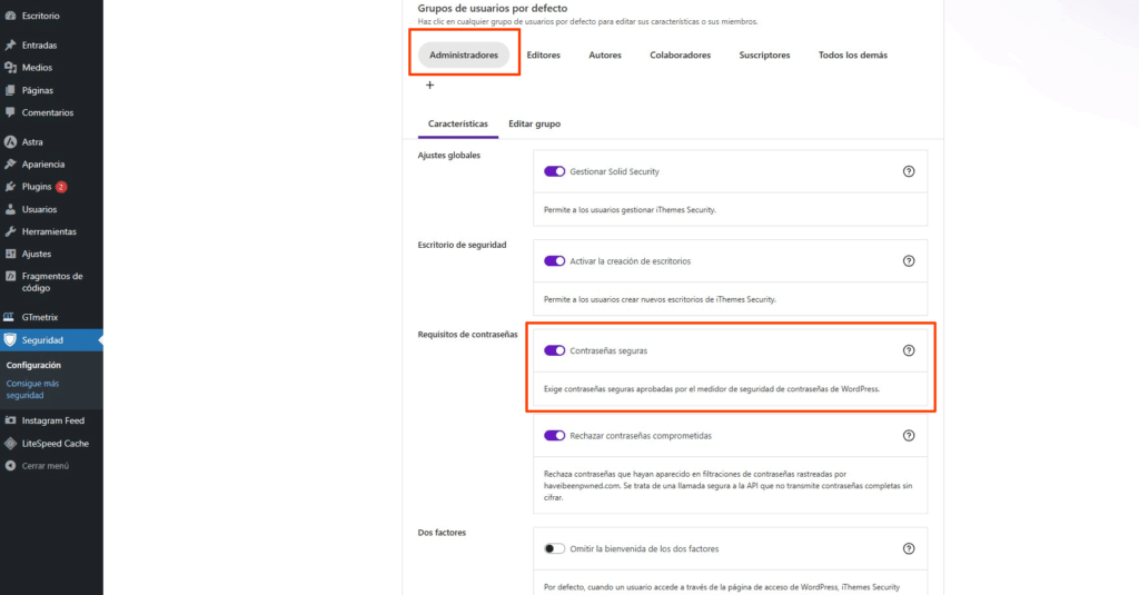 forzar passwords seguros 8 x
