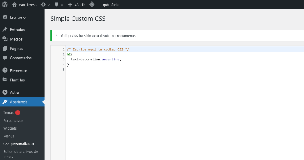 Agregar CSS personalizado en WordPress