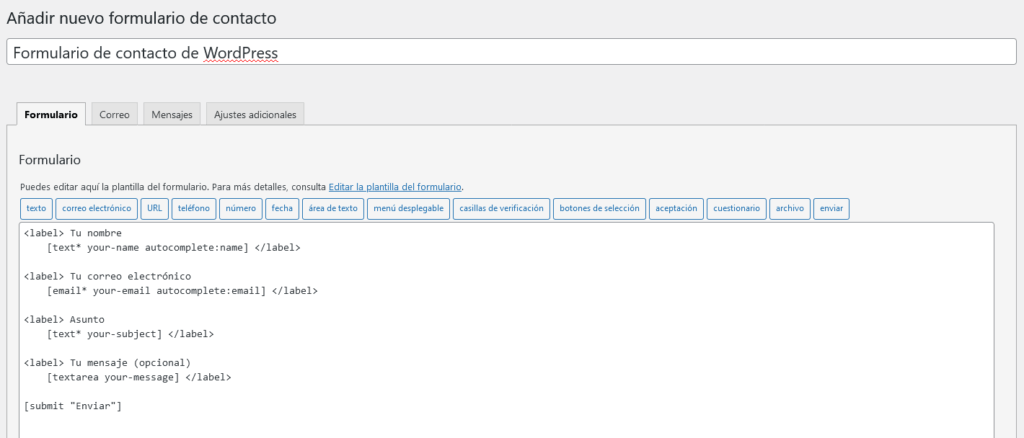 Crear un formulario de contacto en WordPress en 6 pasos - 3