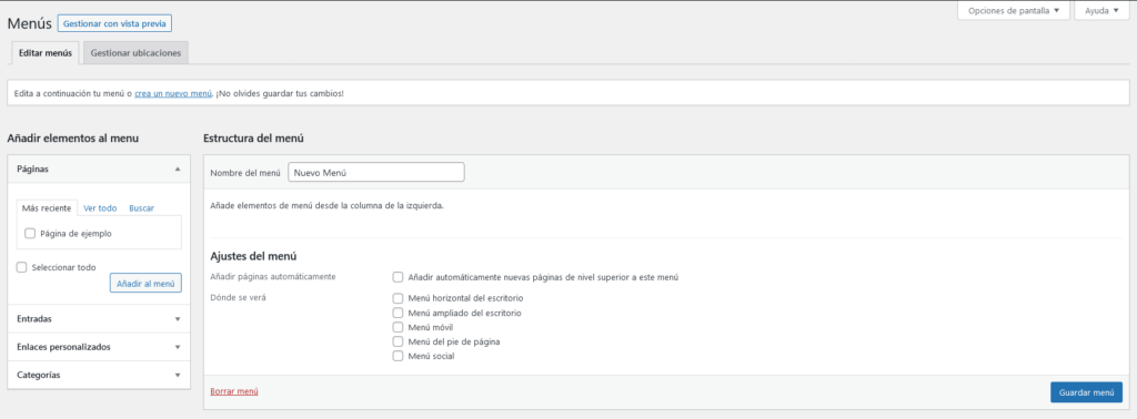nuevo menú desplegable