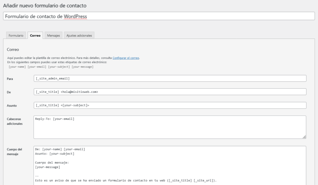 Crear un formulario de contacto en WordPress en 6 pasos - 4