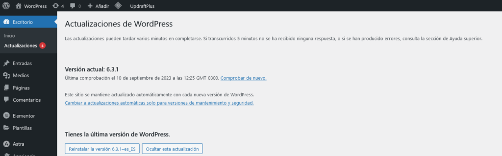 ¿Cómo puedo ver la versión de WordPress que tengo?