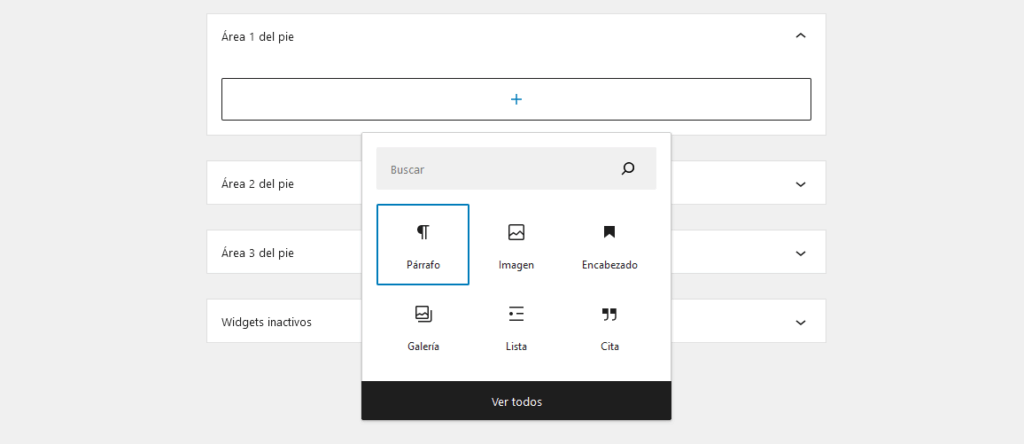 seleccionar widget para bloque