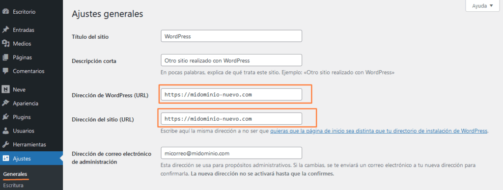 Cómo cambiar mi dominio en WordPress - 2