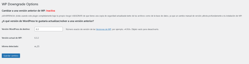 Volver a una versión anterior de WordPress - 7