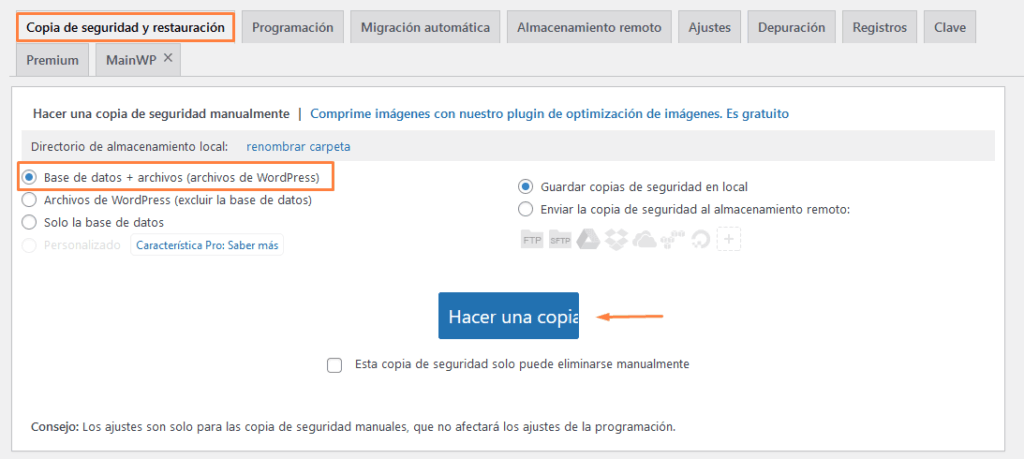 Migrar una página de WordPress con WPvivid - 3