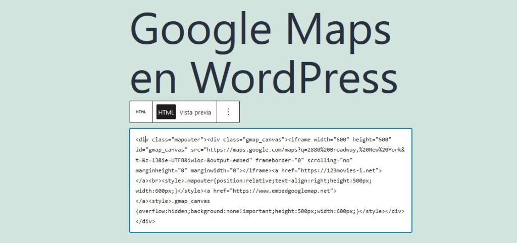 insertar mapa en entrada x