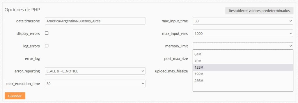 Aumentar el límite de memoria PHP o memoria de WordPress