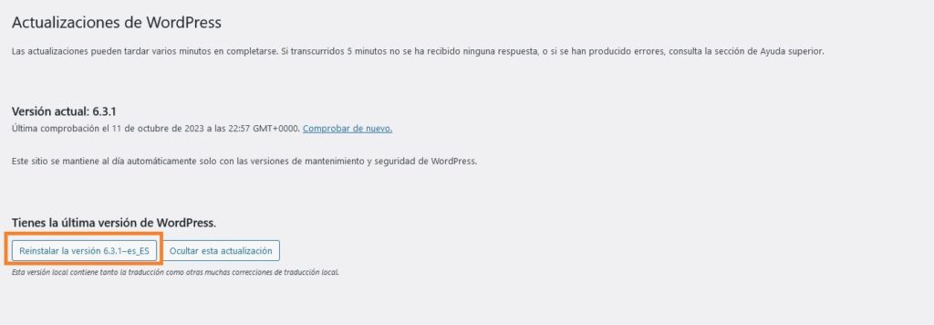 reinstalar wordpress