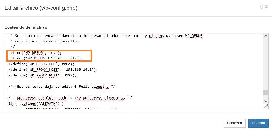 Guía completa sobre el modo Debug de WordPress 5 debug display edit