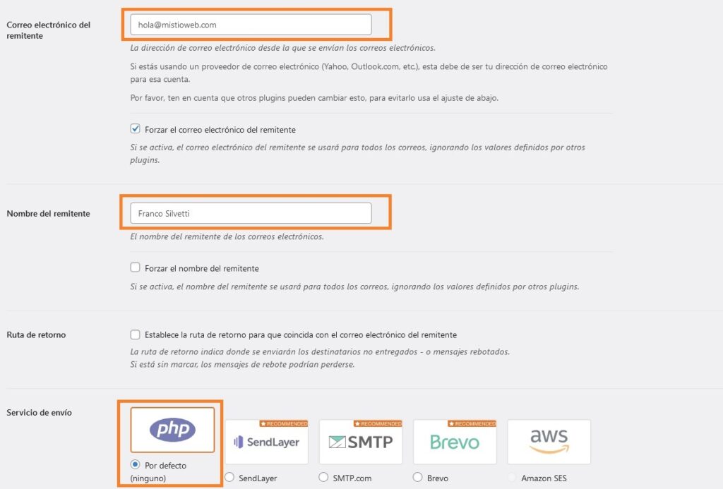 wp mail smtp default x