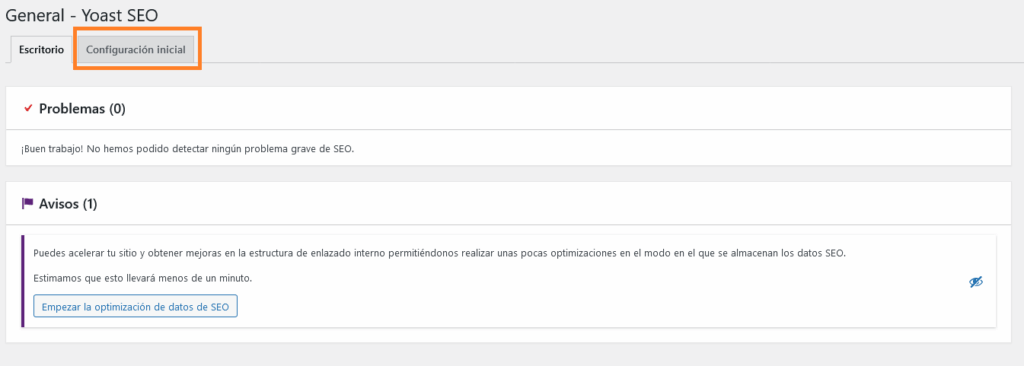Yoast SEO configuración inicial