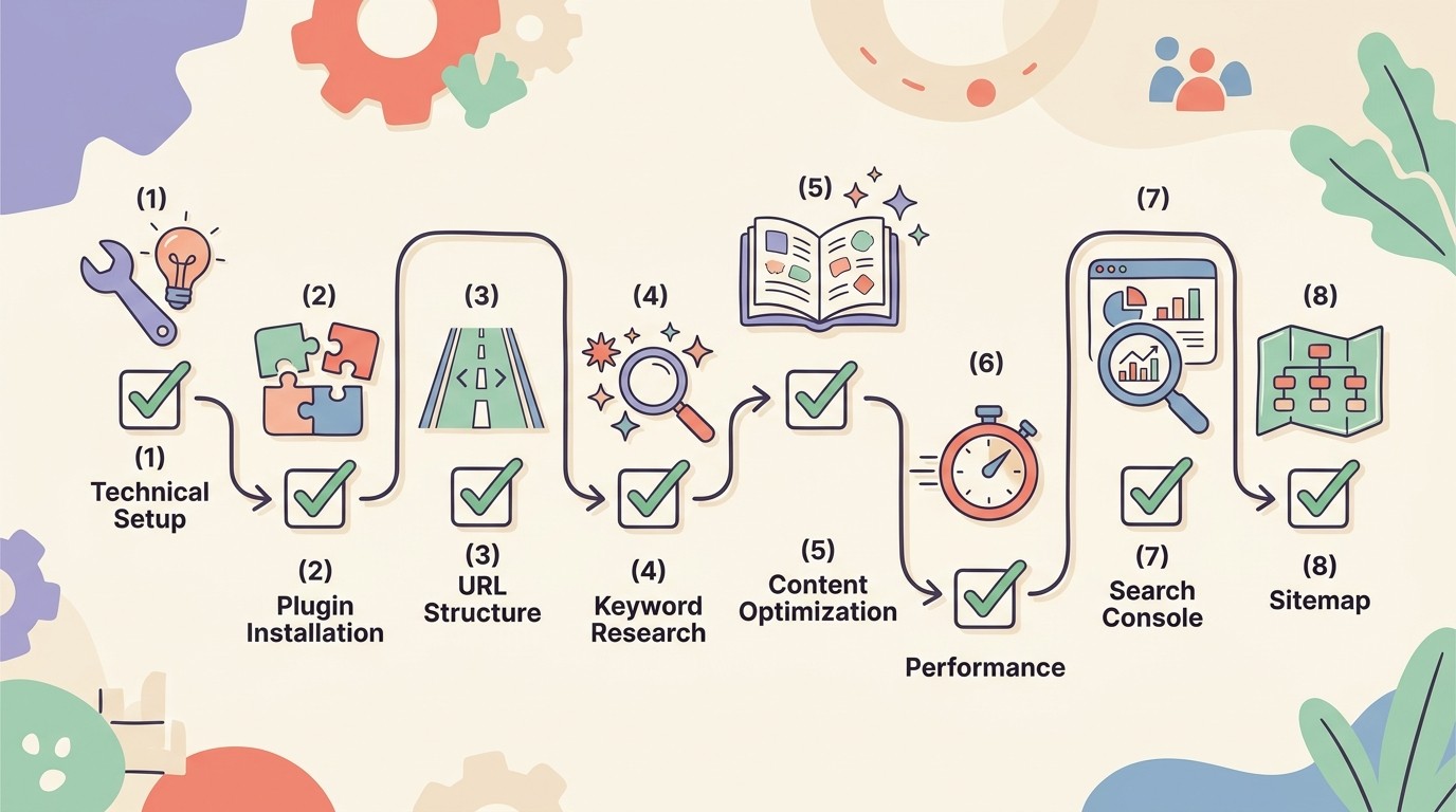 checklist seo wordpress diagrama explicativo