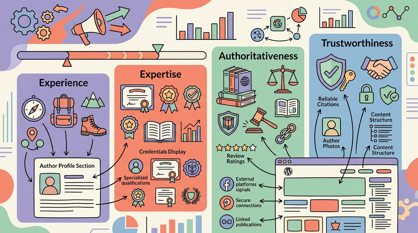 eeat wordpress optimización seo diagrama explicativo