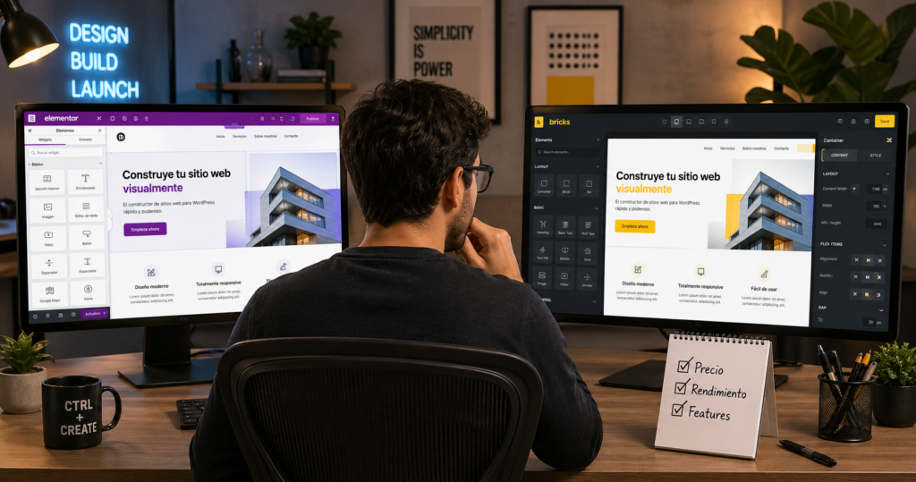 Elementor vs Bricks: comparativa completa — ilustración