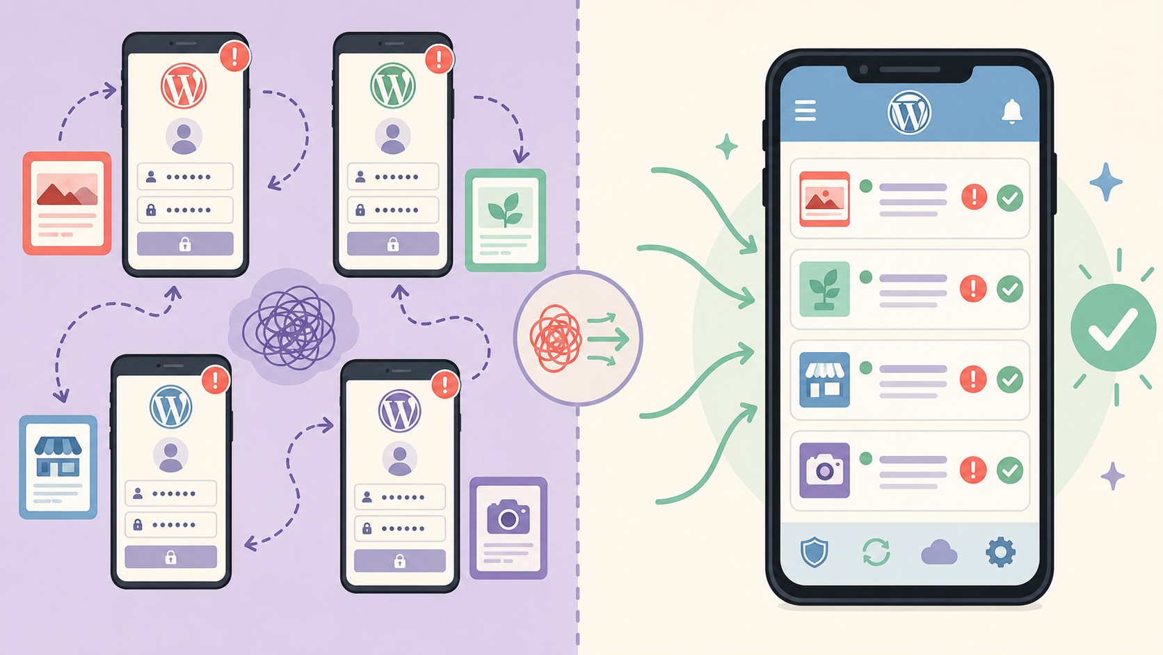 app android para monitorear wordpress diagrama explicativo