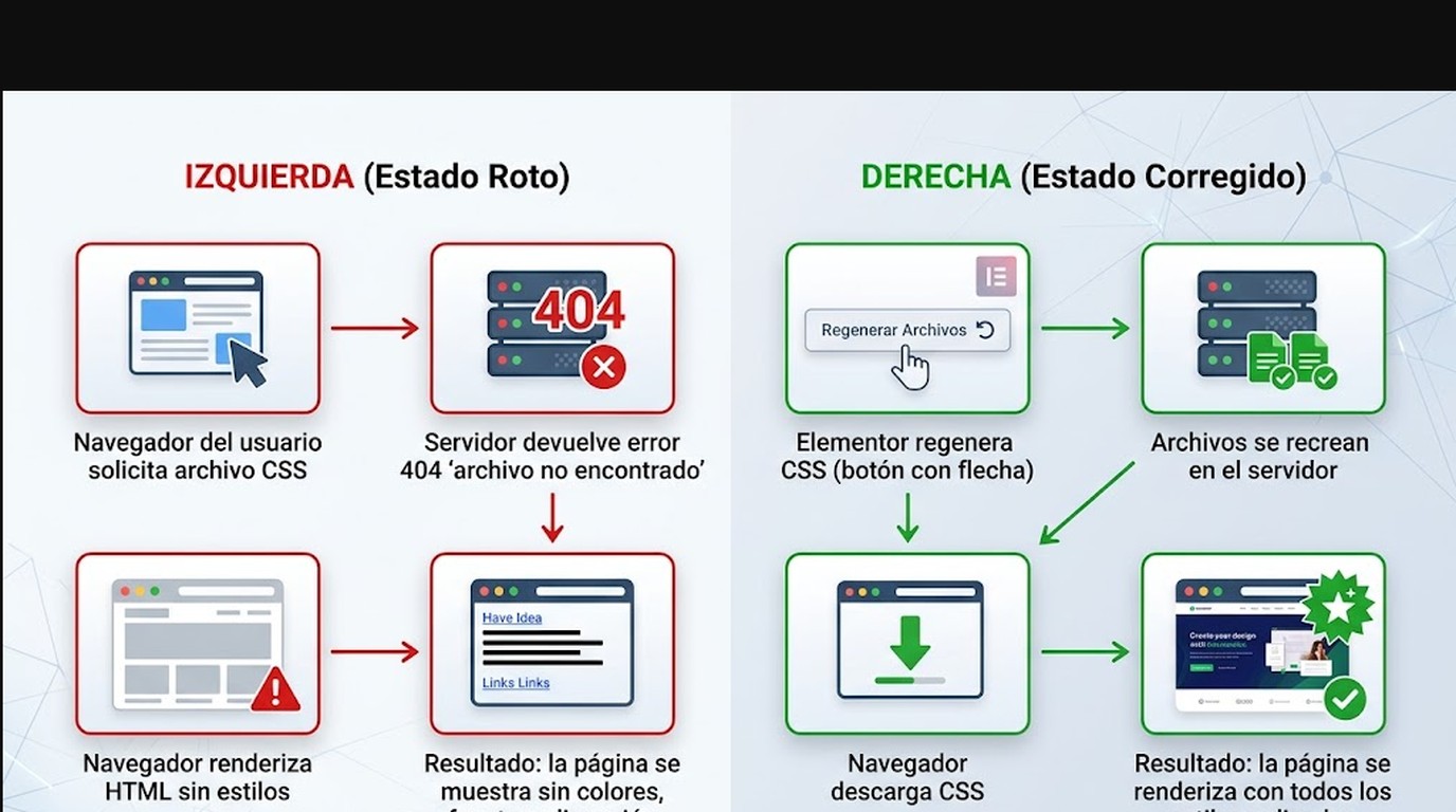 elementor error formato css diagrama explicativo